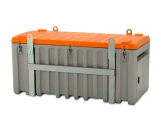 Opbergbox 750l 800x 1700x 860mm Kraanbaar Met Zijdeur Grijs/Oranje - 3