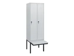 locker met bank,HxBxD 1950x600x815mm,2vak,vak B 300mm,draaigrendel