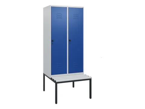 locker met bank,HxBxD 1950x800x815mm,2vak,vak B 400mm,draaigrendel
