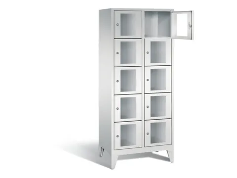 Lockerkast 1850x810x500mm 2x5 vakken Cilinderslot Poten, RAL7035