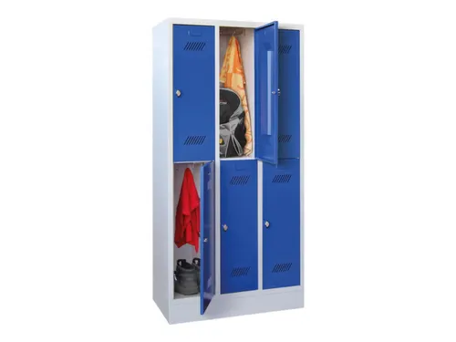 dubbeldekse locker,HxBxD 1850x900x500mm,3x2vak.,RAL7035,front RAL5010