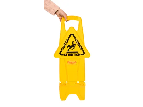 Waarschuwingsbord Meertalig Dubbelzijdig Geel 66cm Caution Wet Floor
