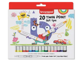 Viltstift Bruynzeel Kids Twin Point assorti 20 stuks - 1