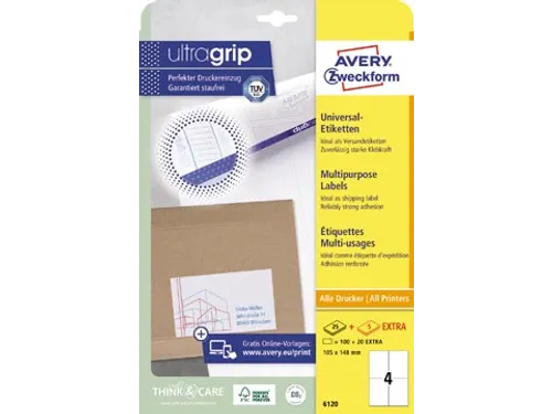 AVERY Witte universele etiketten QuickPeel  ft 105 x 148 mm