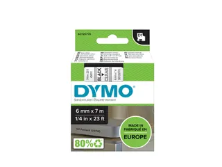 Labeltape Dymo 43610 D1 S720770 6mmx7m zwart op transparant - 1