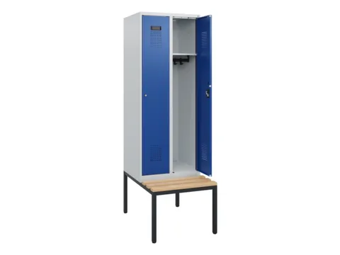 locker met bank,HxBxD 1950x600x815mm,2vak,vak B 300mm,cilinderslot