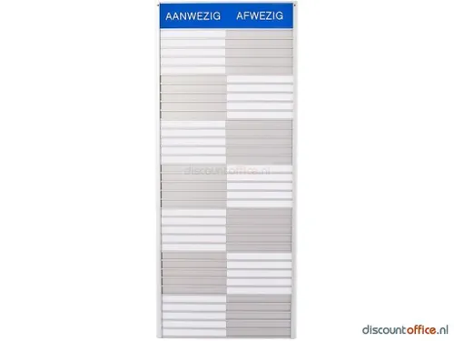 In-uit Bord 30 Namen Aluminium Aan/afwezigheidsbord