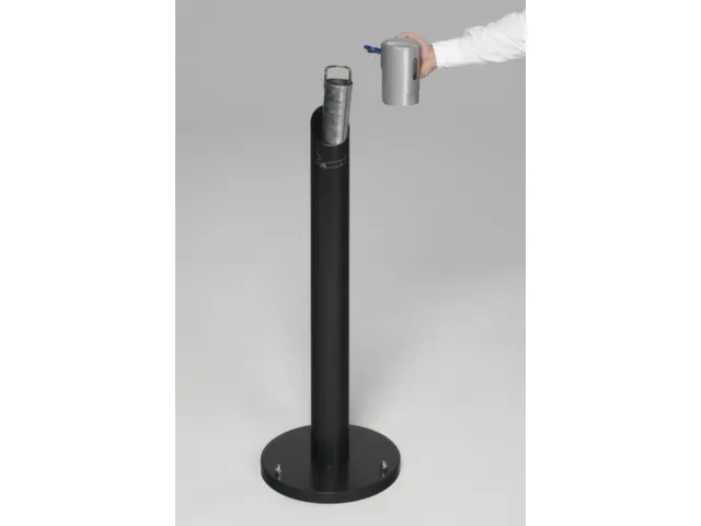 Staande Asbakzuil 2 liter H 1005mm Rond Ral7021 Zilverkleurig