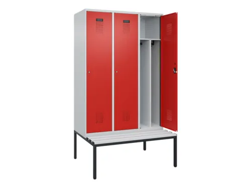locker met bank,voor scheiding van kleding,HxBxD 2120x1200x815mm,3vak
