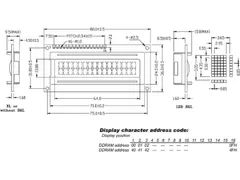 LCD 16 x 2 Bottom View Reflectief