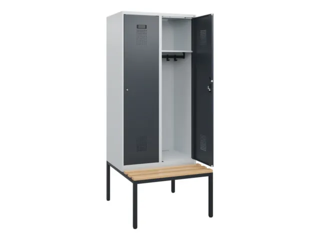 locker met bank,HxBxD 1950x800x815mm,2vak,vak B 400mm,cilinderslot