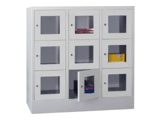 lockerkast,HxBxD 1187x1200x500mm,3x3vakken,RAL7035,front RAL7035 - 2