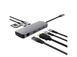 Trust 25672 Dalyx 8-in-1 adapter met meerdere poorten Grijs - 7