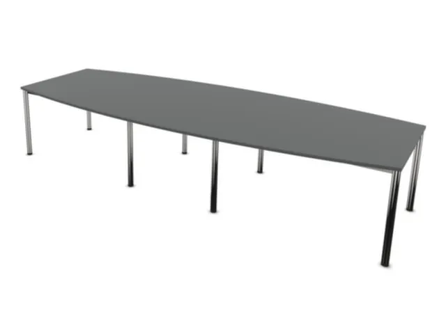 vergadertafel,HxBxD 740x3600x1400mm,vatvormig,MS-donkergrijs