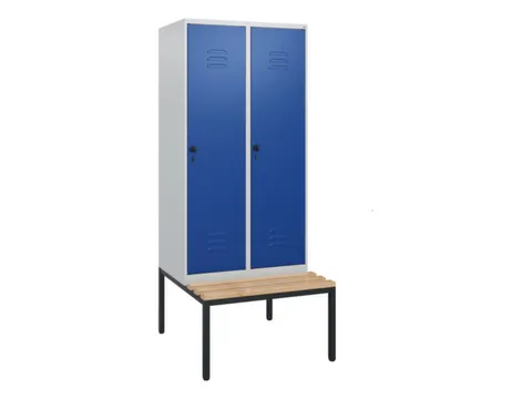 locker met bank,HxBxD 1950x800x815mm,2vak,vak B 400mm,draaigrendel