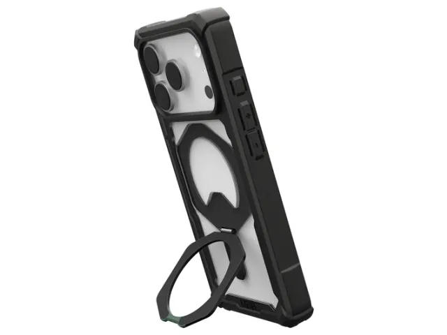 Plasma XTE iPhone 17 Pro Hoesje MagSafe Stand Transparant Zwart