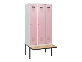 locker met bank,HxBxD 1950x900x815mm,3vak,vak B 300mm,cilinderslot - 2