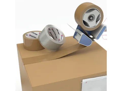 Handmatige tape 28µ bruin 75mmx100m lijm Hotmelt 24 Rol