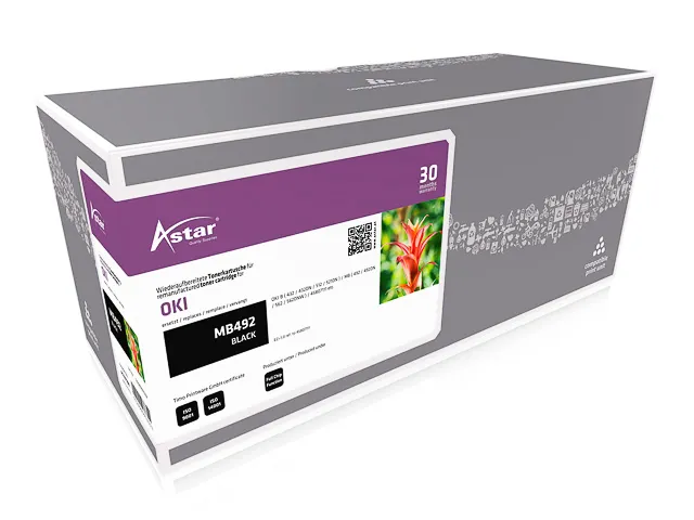 As20188 Astar Oki 45807111 B/Mb Toner Zwart Rebuilt 12.000Pag Chip