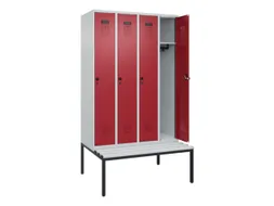 locker met bank,HxBxD 2120x1200x815mm,4vak,vak B 300mm,draaigrendel