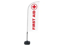 Promotievlag Alu Wind complete set "First Aid" wit/rood
