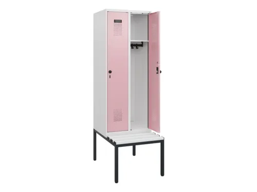 locker met bank,HxBxD 1950x600x815mm,2vak,vak B 300mm,draaigrendel