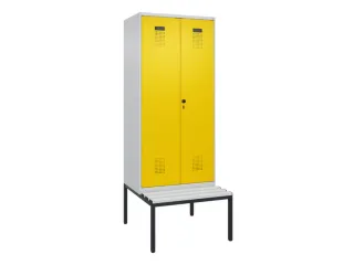 PBM-locker met bank,HxBxD 2120x800x815mm,2vak,vak B 400mm,draaigrendel - 2