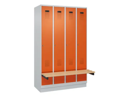 locker met bank,HxBxD 1950x1200x815mm,4vak,vak B 300mm,cilinderslot