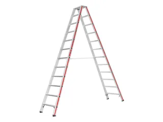 trapladder,beide zijden,2x12treden,Stand H 2,31m,balk L 3,04m - 3