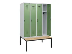 locker met bank,HxBxD 1950x1200x815mm,4vak,vak B 300mm,draaigrendel