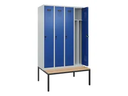 locker met bank,voor scheiding van kleding,HxBxD 2120x1200x815mm,4vak