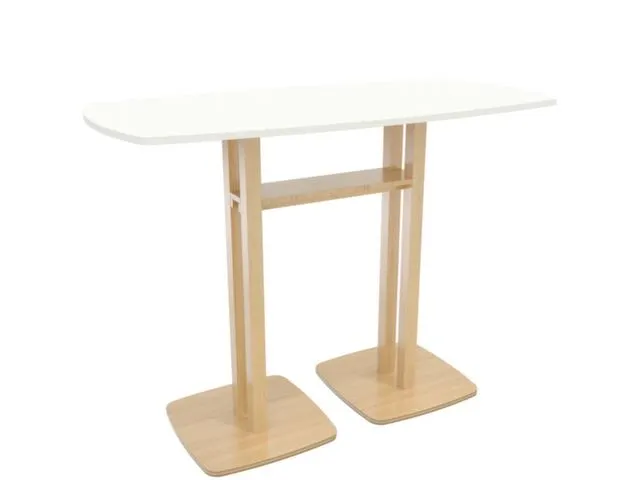 Tonvormige statafel Woody 110x150x75cm Wit Natuur 2 schotelvoeten