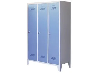 lockerkast v. kinderen,HxBxD 1600x930x500mm,3vak,RAL7035,front RAL5010 - 1