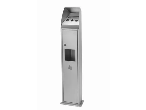 RVS combi-asbak,HxBxD 1000x240x190mm,afvalbak inhoud 4l