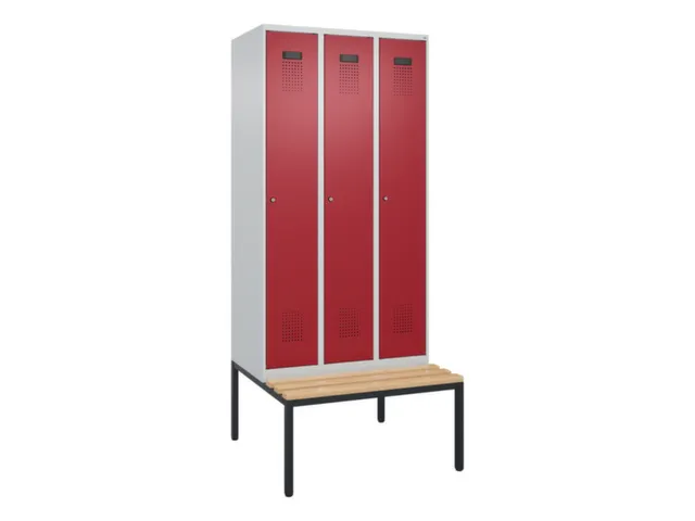 locker met bank,voor scheiding van kleding,HxBxD 2120x900x815mm,3vak