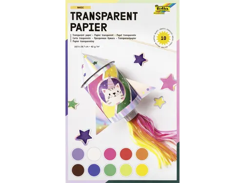 Transparant papier Folia 18.5x29.7cm 42gr 10 vel 10 kleuren