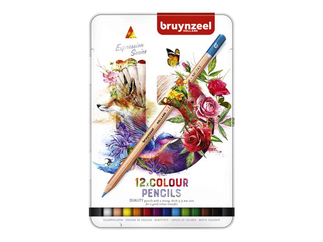 Kleurpotloden Bruynzeel Expression colour blik à 12 stuks assorti | KleurpotlodenWinkel.nl