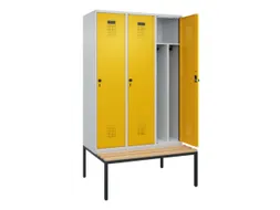 locker met bank,voor scheiding van kleding,HxBxD 2120x1200x815mm,3vak