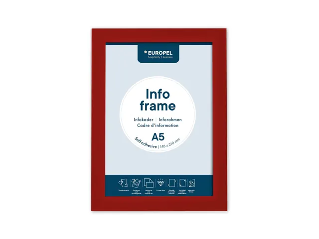Europel Infokader Zelfklevend A5 2 stuks/Rood