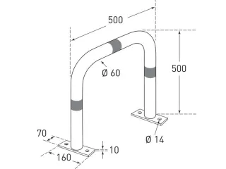 beschermbeugel,v. laadzuilen,boog,HxB 500x500mm,staal vuurverzinkt - 3