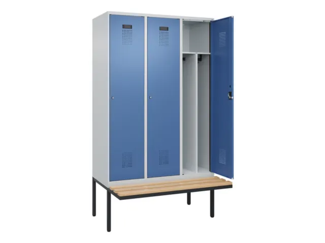 locker met bank,voor scheiding van kleding,HxBxD 2120x1200x815mm,3vak