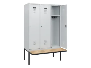 locker met bank,HxBxD 1950x1200x815mm,3vak,vak B 400mm,cilinderslot - 1