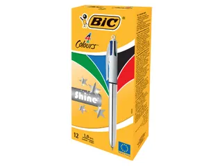 Balpen Bic 4kleuren shine medium zilver - 4