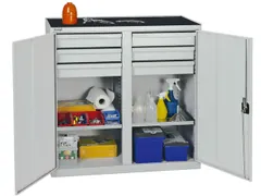 Draaideurkast Hxbxd 1000x1000x500mm 6laden 2legborden Lichtgrijs