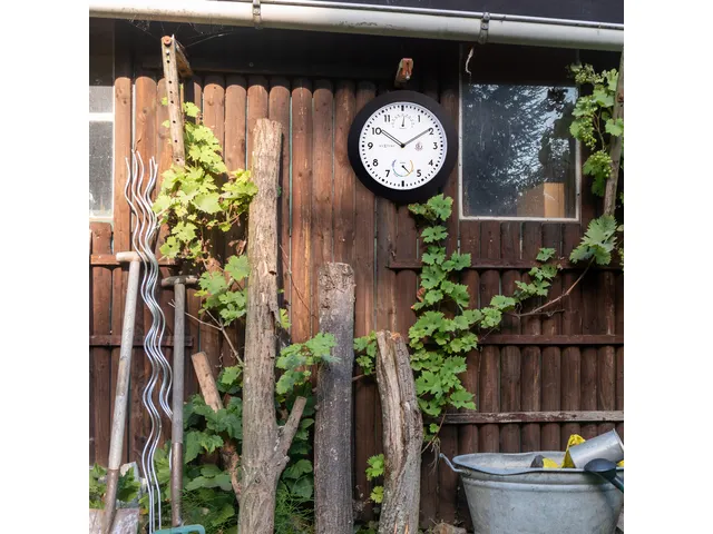 Buitenklok Nextime dia 25,5cm Daisy met thermo- en hydrometer cijfers,