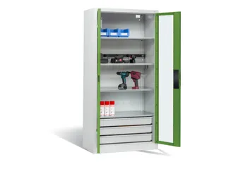 acculaadkast 1950x930x500mm 5stekkerdozen 230V cil.-slot front RAL6011 - 2