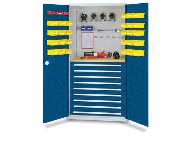 Materiaalkast Gesleufd Deuren 1950x1000x600mm 9laden 1werkbank Ral5010