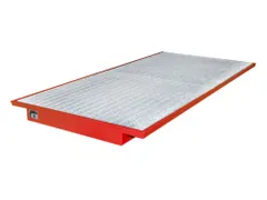 ophangbak,opvangvol. 200l,HxBxD 130x2650x915mm,m. rooster,staal