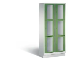 Lockerkast 1800x810x500mm 2x3 vakken Cilinderslot, Sokkel, RAL6011 - 2