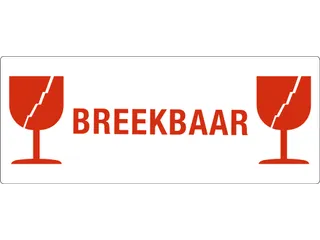 Etiket Breekbaar Glas 150x60mm Rol 500 Stuks - 1
